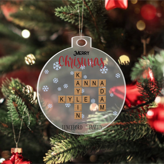 Family Crossword Puzzle - Personalized Acrylic Ornament