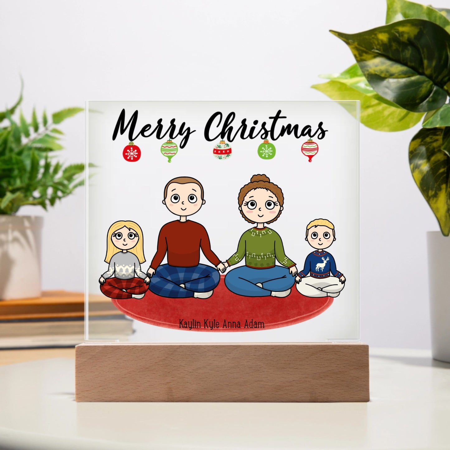 Personalized Christmas Family Acrylic Square Plaque