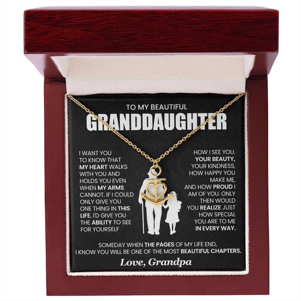 To My Beautiful Granddaughter - Anchor Pendant Necklace