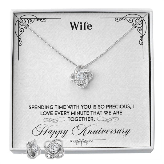 Wife Anniversary - Love Knot Necklace & Earring Set