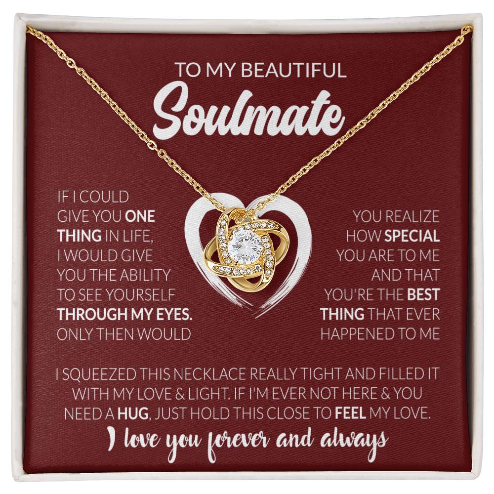 To My Beautiful Soulmate - Feel My Love - Love Knot Necklace (Yellow & White Gold Variants)