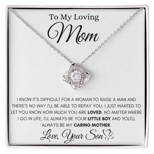 To My Loving Mom - Love Knot Necklace (Yellow & White Gold Variants)