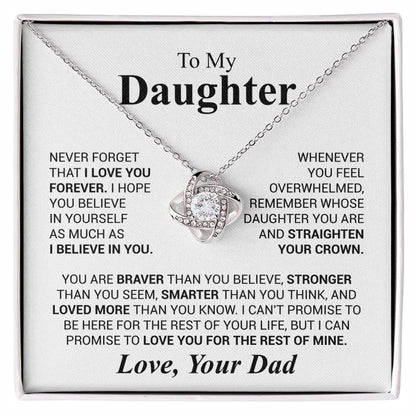 To My Daughter - Never Forget - Love Knot Necklace (Yellow & White Gold Variants)