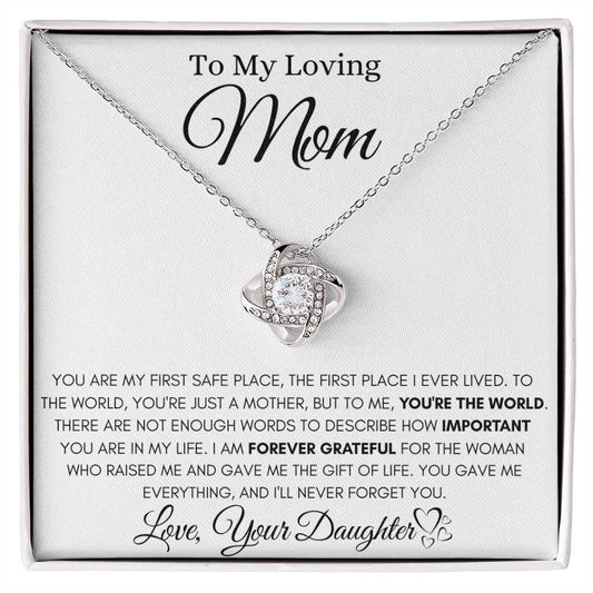 To My Loving Mom - Love Knot Necklace (Yellow & White Gold Variants)