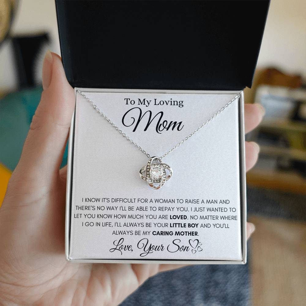 To My Loving Mom - Love Knot Necklace (Yellow & White Gold Variants)