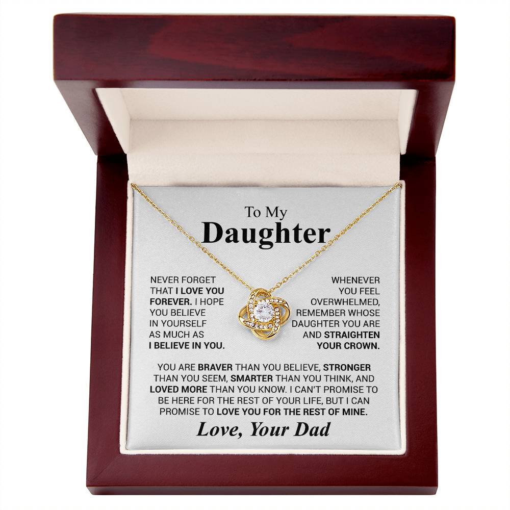 To My Daughter - Never Forget - Love Knot Necklace (Yellow & White Gold Variants)