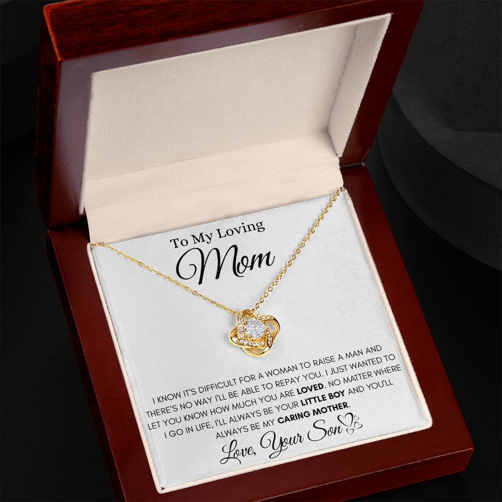 To My Loving Mom - Love Knot Necklace (Yellow & White Gold Variants)