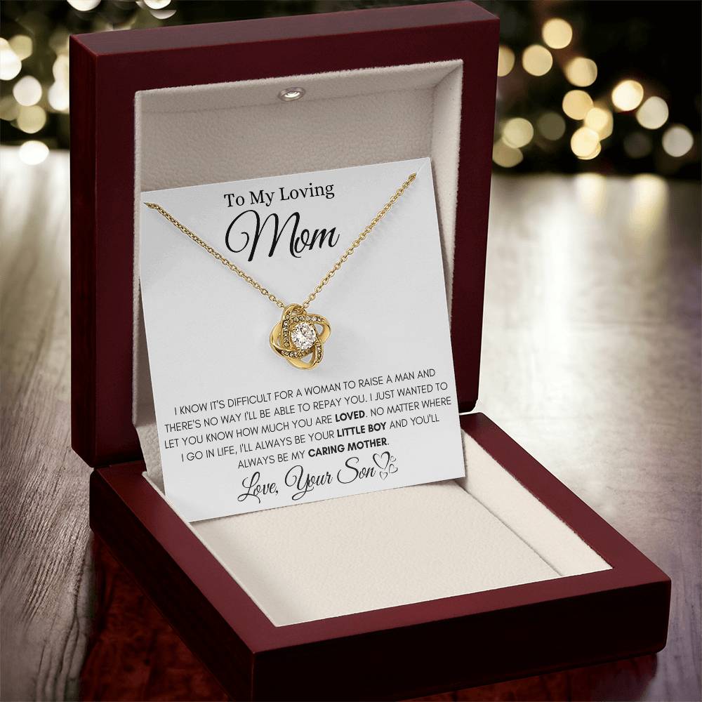 To My Loving Mom - Love Knot Necklace (Yellow & White Gold Variants)