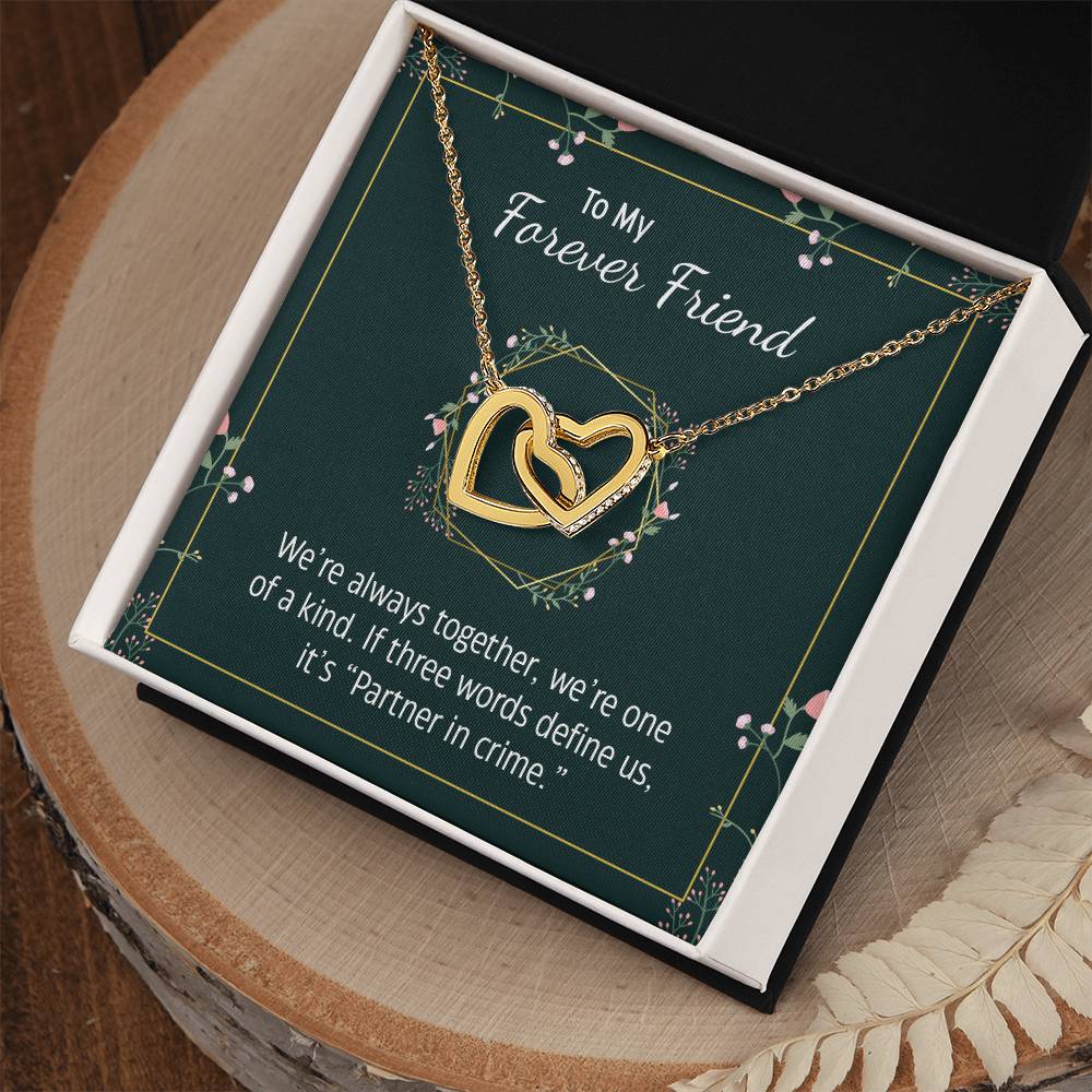 To My Forever Friend - Interlocking Hearts Necklace (Yellow & White Gold Variants)