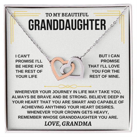 To My Beautiful Granddaughter - Interlocking Hearts Necklace (Yellow & White Gold Variants)