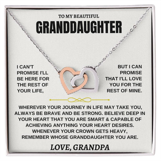 To My Beautiful Granddaughter - Interlocking Hearts Necklace (Yellow & White Gold Variants)