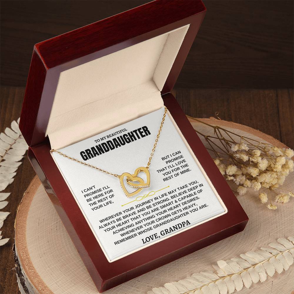 To My Beautiful Granddaughter - Interlocking Hearts Necklace (Yellow & White Gold Variants)