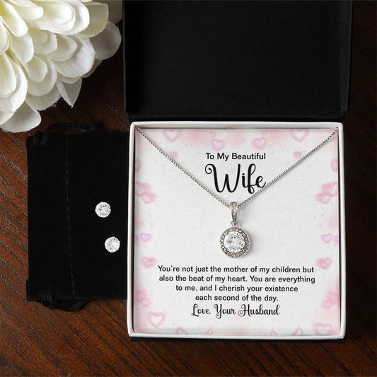 To My Beautiful Wife - Eternal Hope Necklace & Earring Set