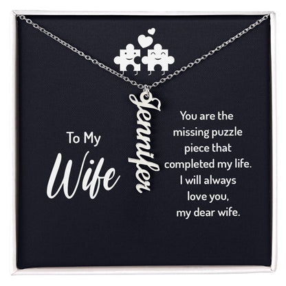 To My Wife - Vertical Name Necklace