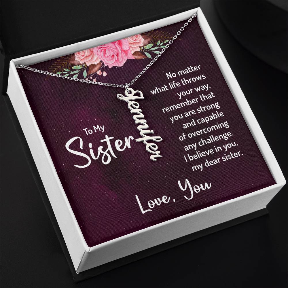 To My Sister - Vertical Name Necklace