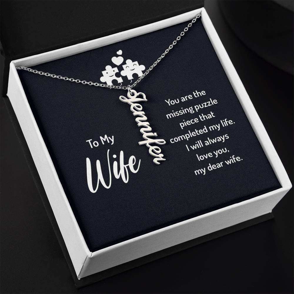 To My Wife - Vertical Name Necklace