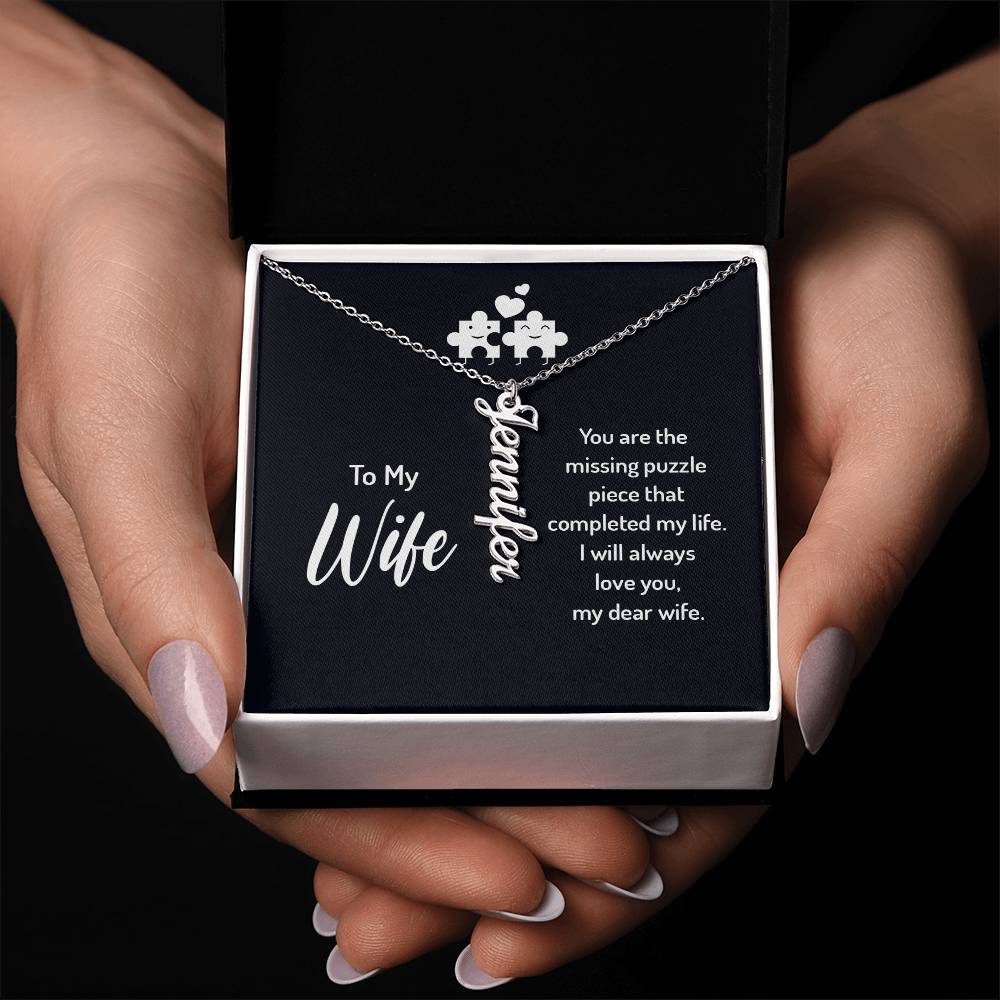 To My Wife - Vertical Name Necklace