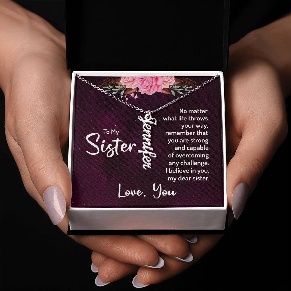 To My Sister - Vertical Name Necklace