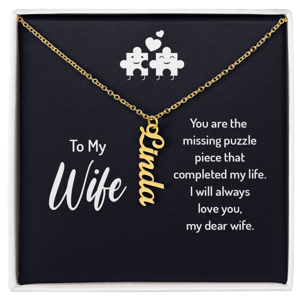 To My Wife - Vertical Name Necklace