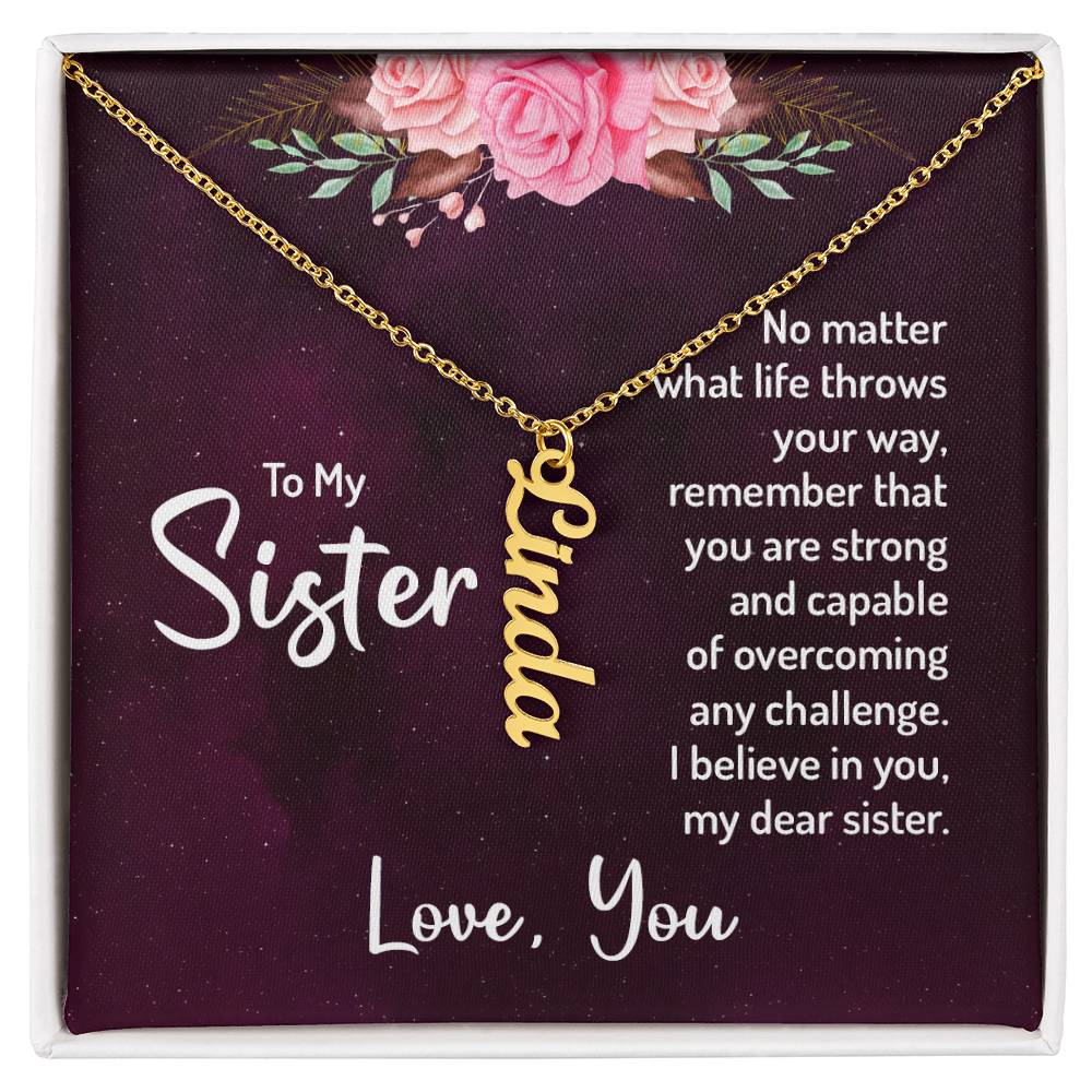 To My Sister - Vertical Name Necklace