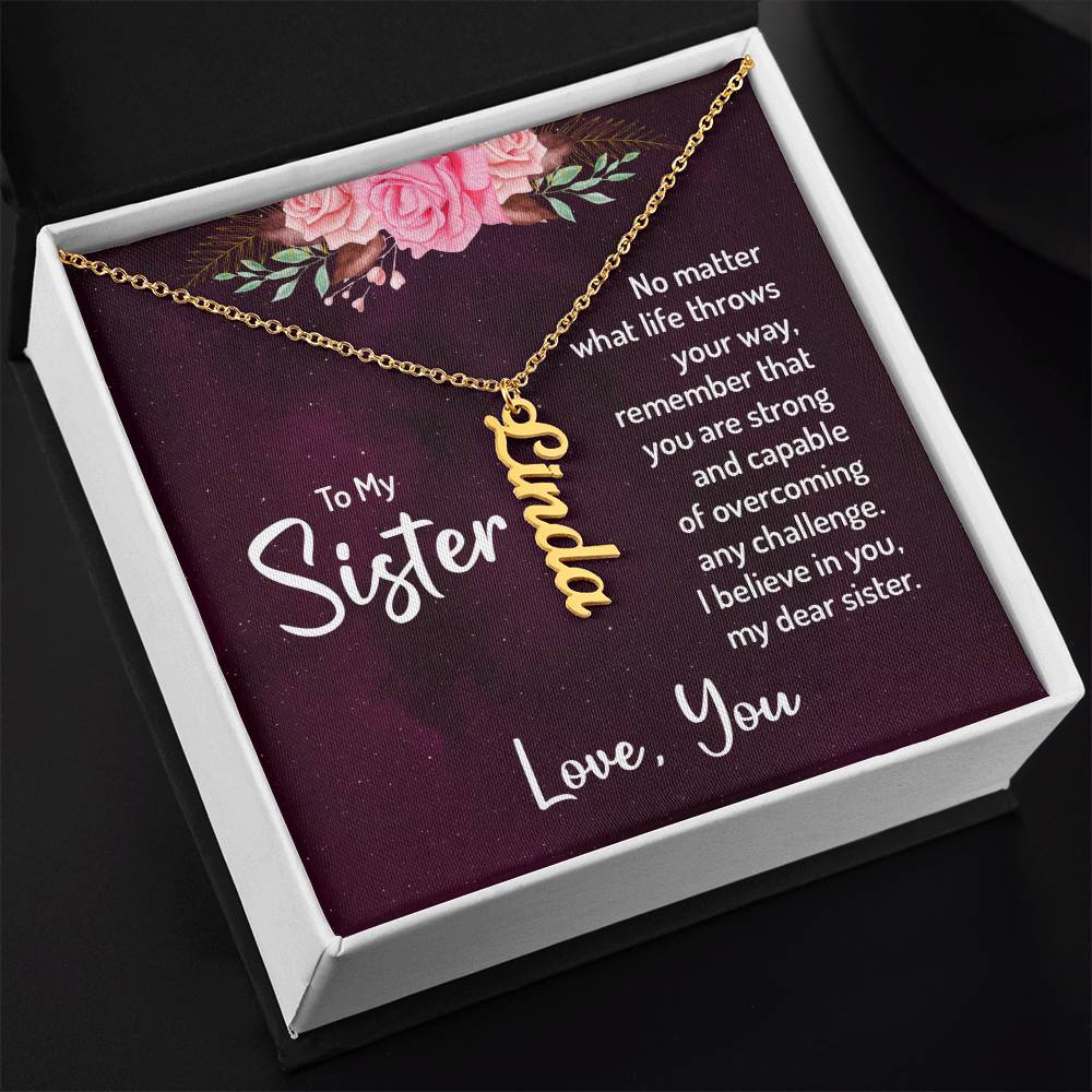 To My Sister - Vertical Name Necklace