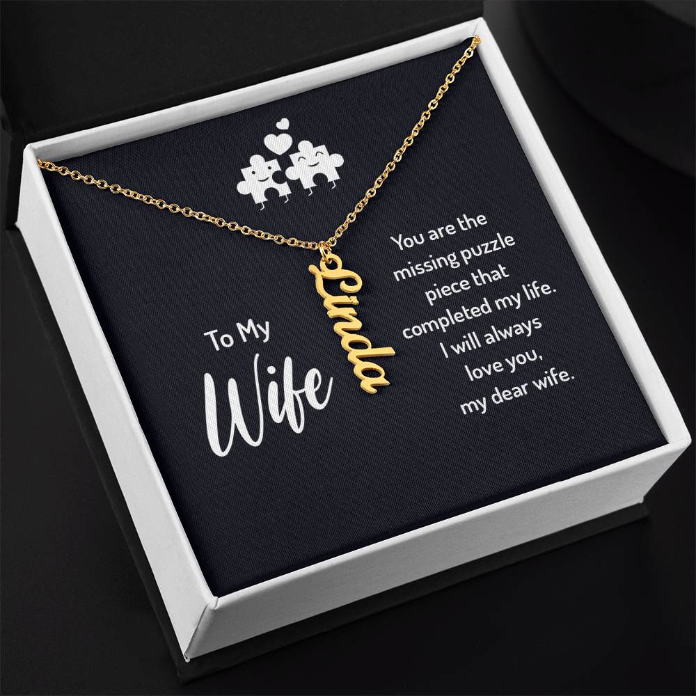 To My Wife - Vertical Name Necklace