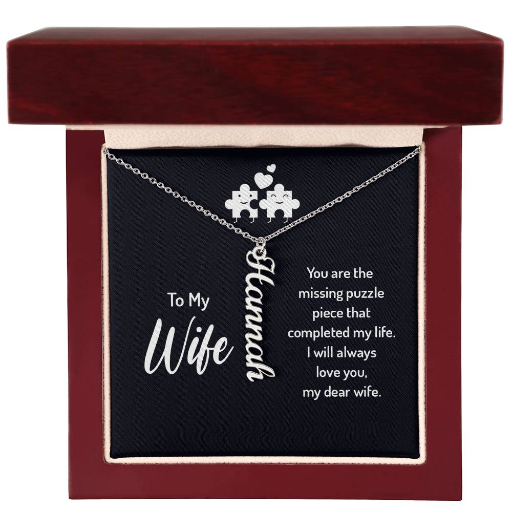 To My Wife - Vertical Name Necklace