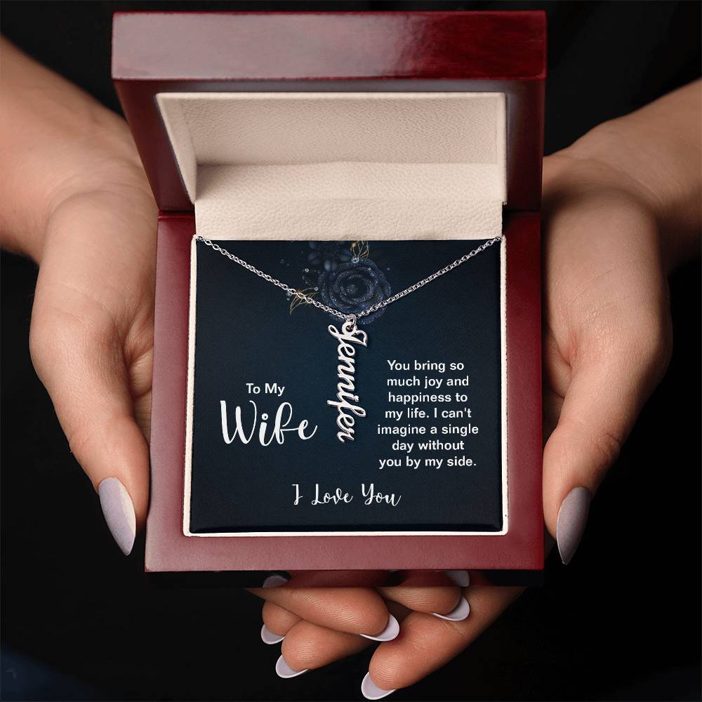 To My Wife - Vertical Name Necklace