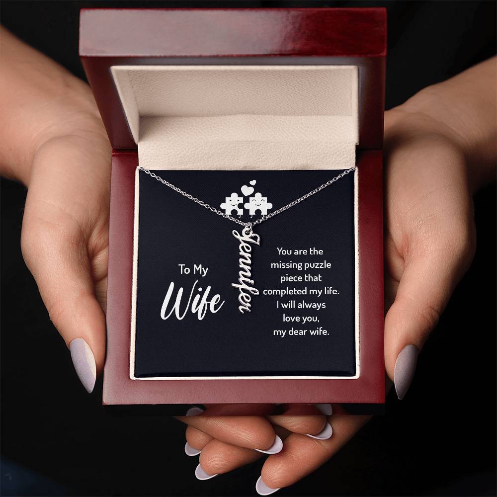 To My Wife - Vertical Name Necklace