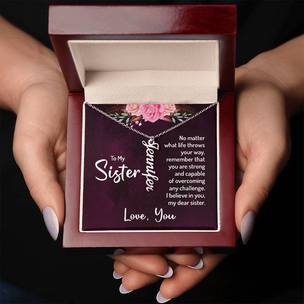 To My Sister - Vertical Name Necklace