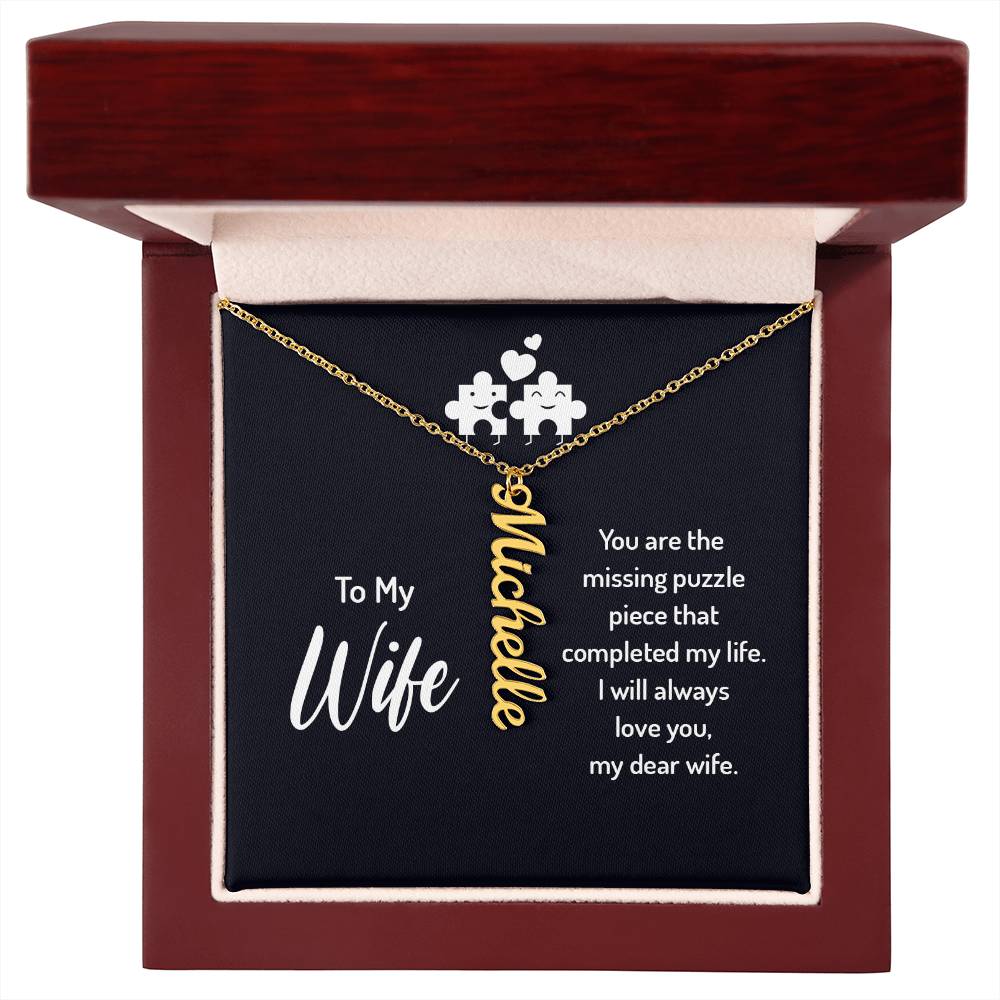 To My Wife - Vertical Name Necklace