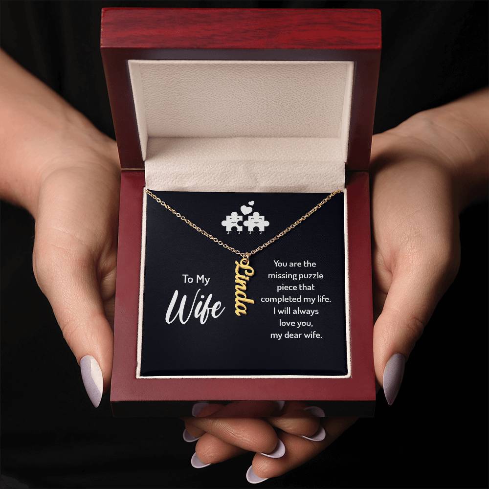 To My Wife - Vertical Name Necklace