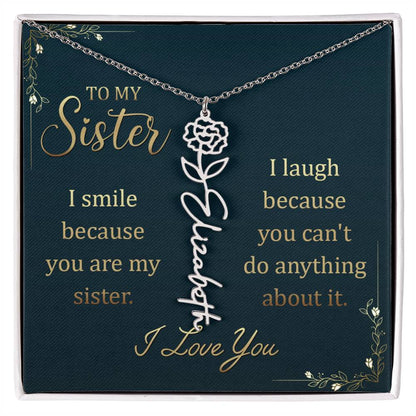 To My Sister - Flower Name Necklace