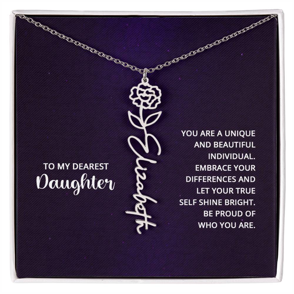 To My Dearest Daughter - Flower Name Necklace