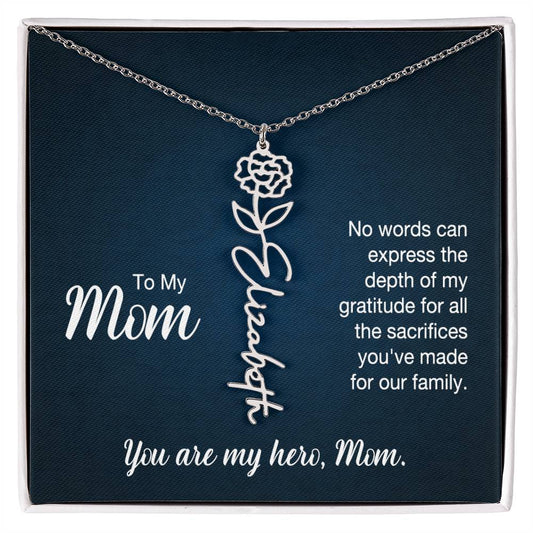 To My Mom - Flower Name Necklace