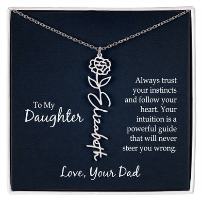 To My Daughter - Flower Name Necklace