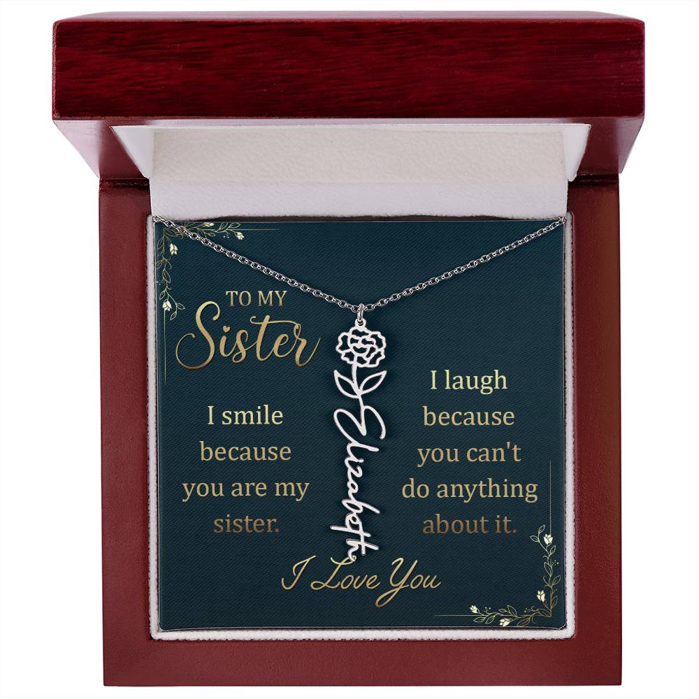 To My Sister - Flower Name Necklace