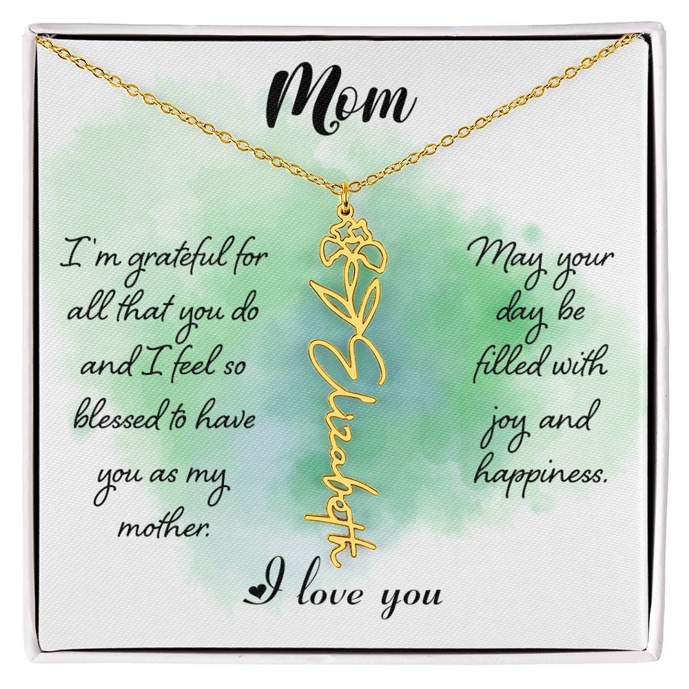 Mom - Flower Name Necklace