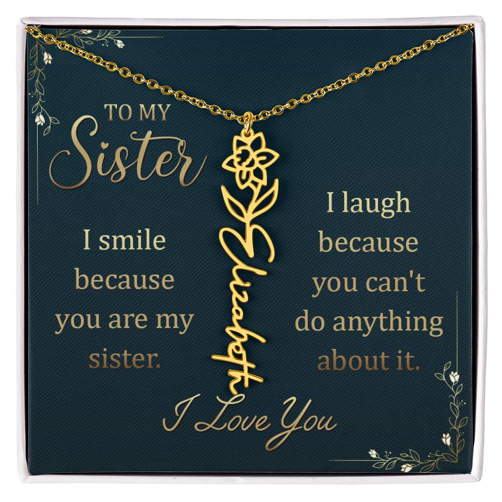 To My Sister - Flower Name Necklace