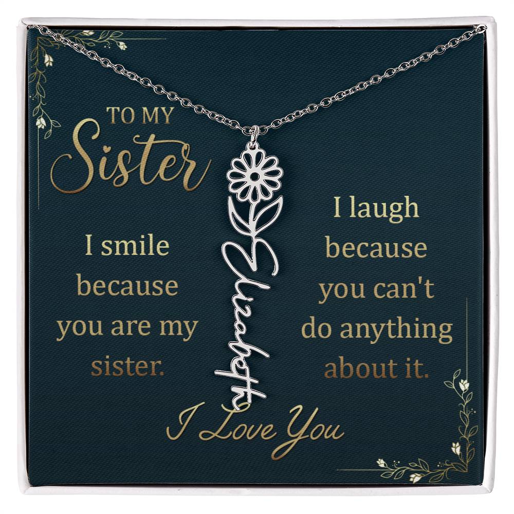 To My Sister - Flower Name Necklace