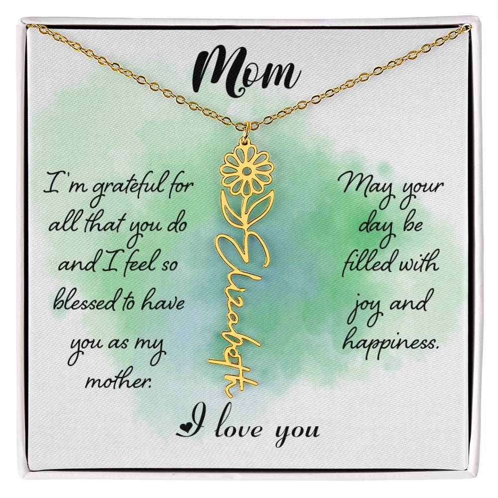 Mom - Flower Name Necklace