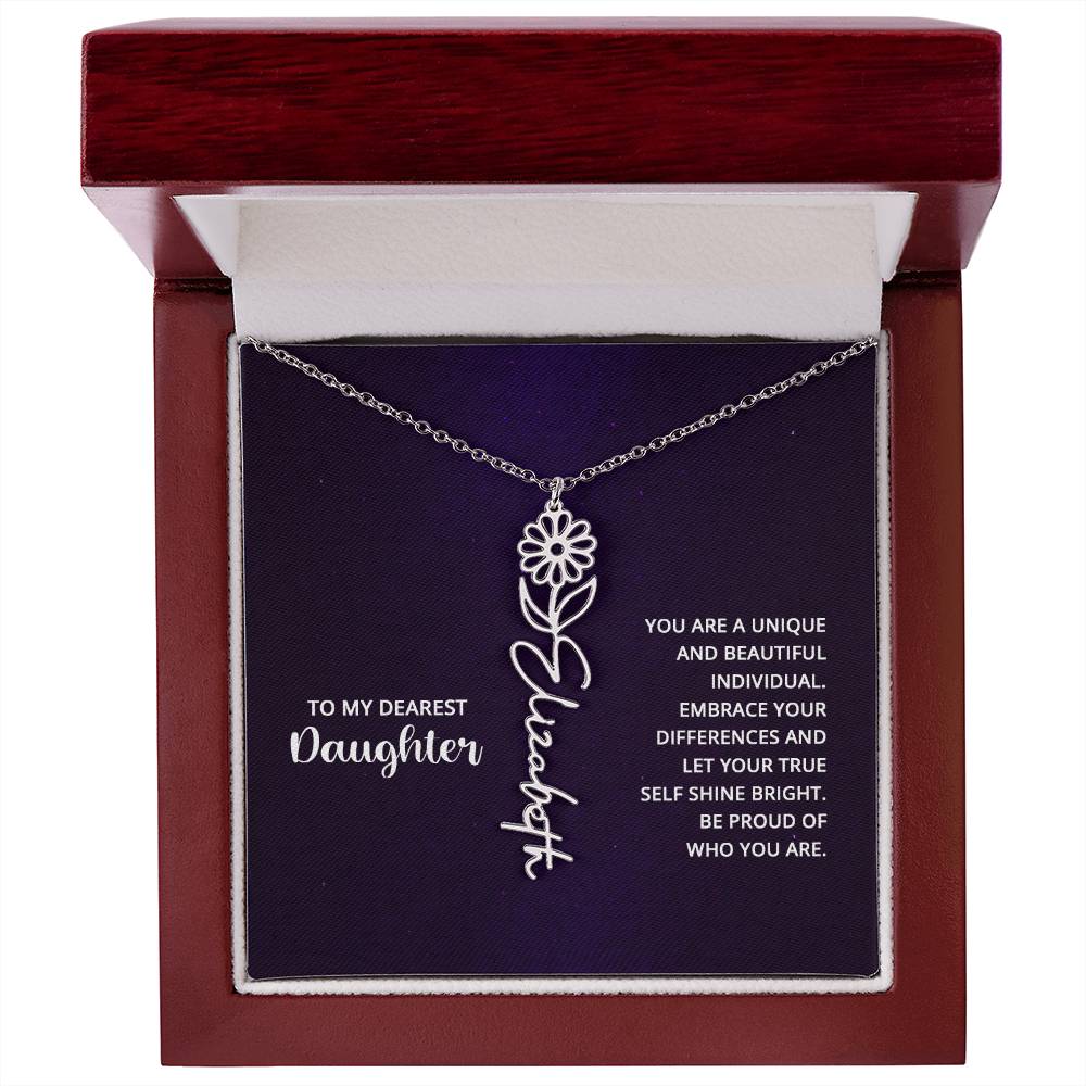 To My Dearest Daughter - Flower Name Necklace