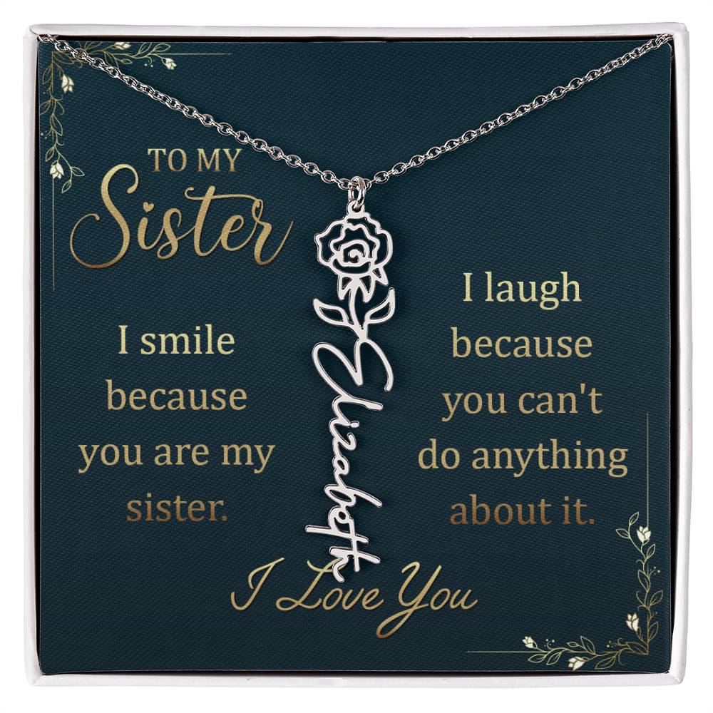 To My Sister - Flower Name Necklace