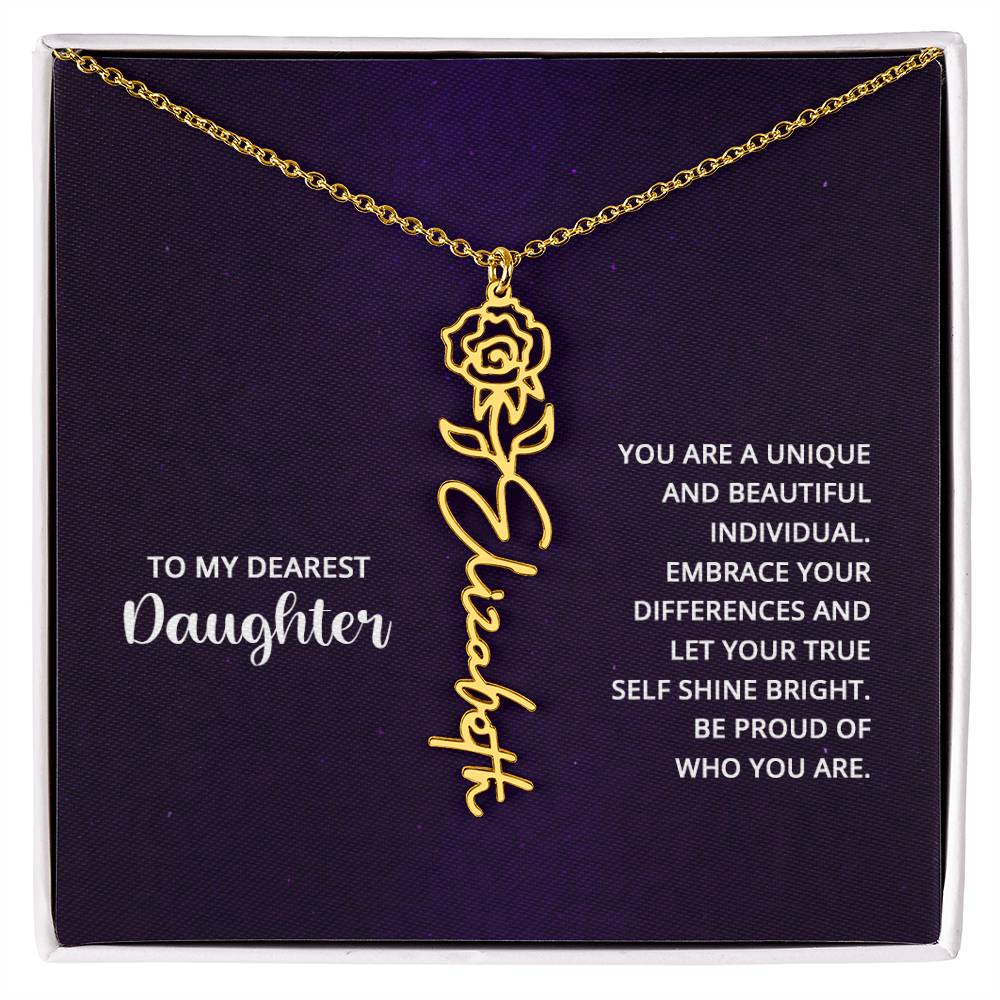 To My Dearest Daughter - Flower Name Necklace