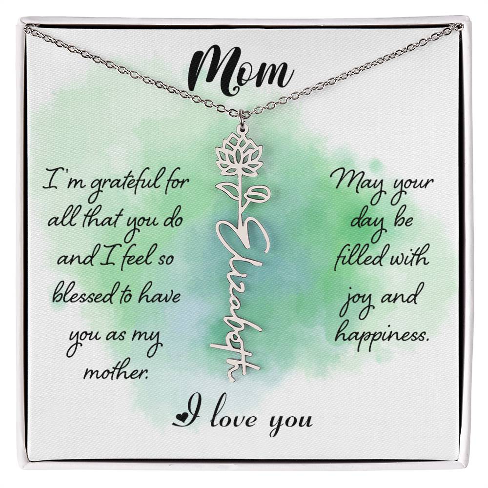 Mom - Flower Name Necklace