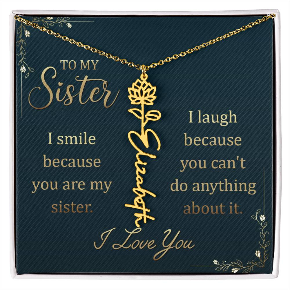 To My Sister - Flower Name Necklace