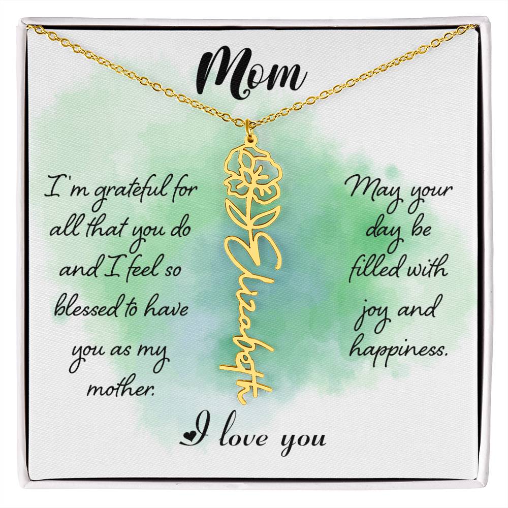 Mom - Flower Name Necklace