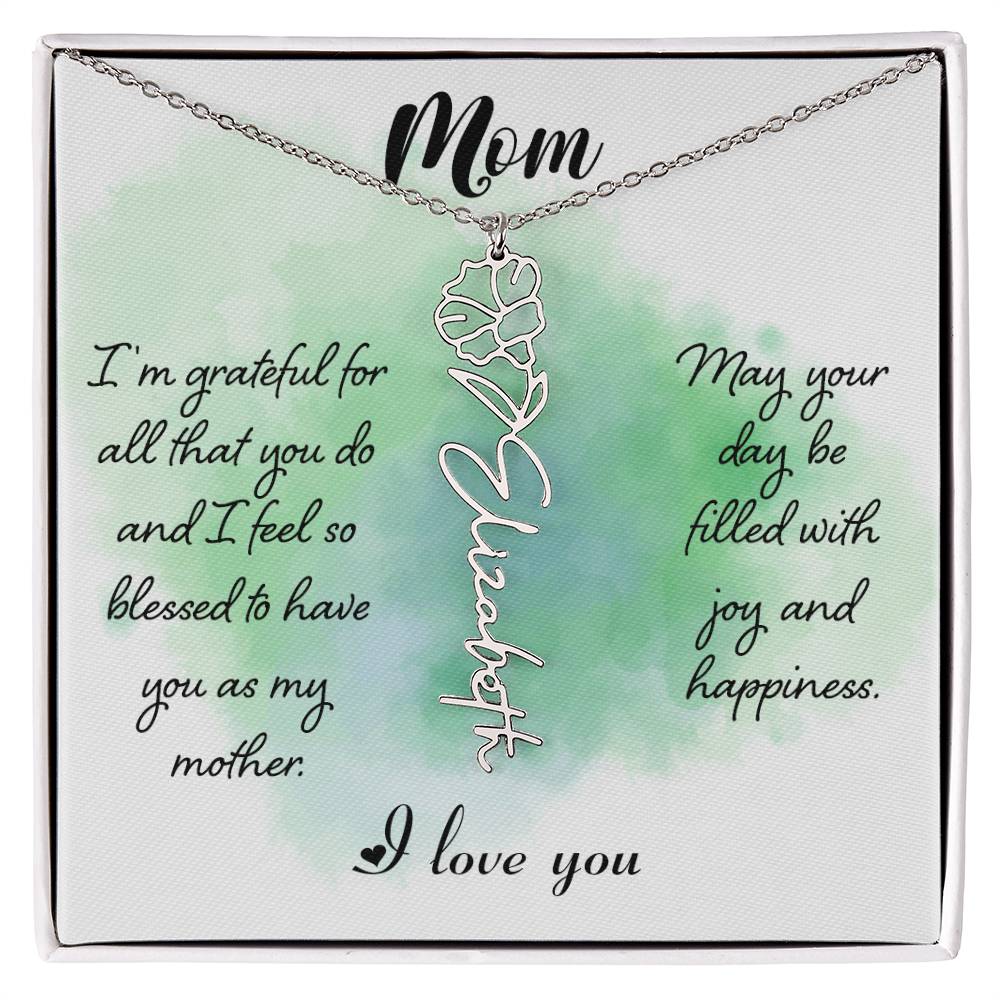 Mom - Flower Name Necklace