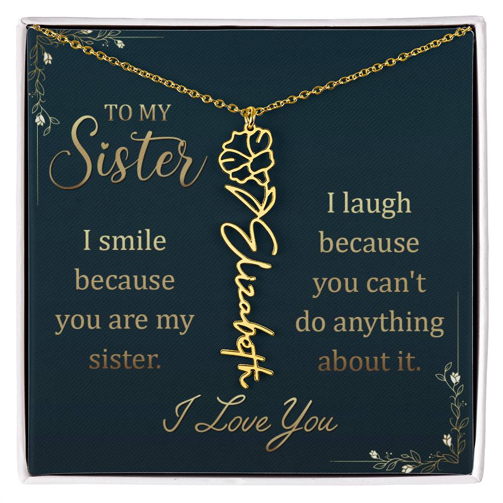 To My Sister - Flower Name Necklace