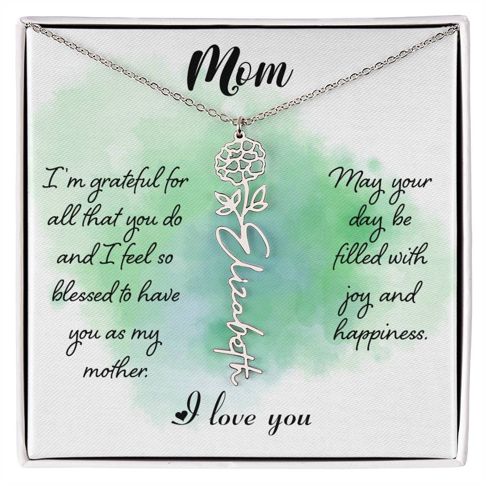 Mom - Flower Name Necklace